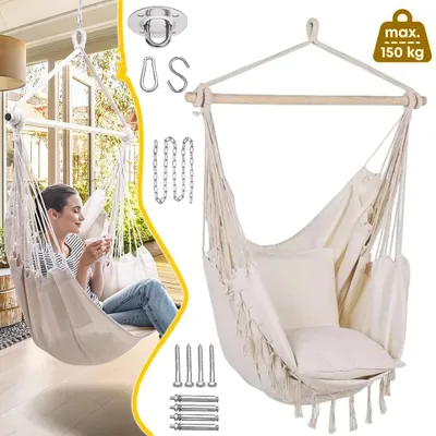 Produktbild von Hängesessel Hängeschaukel Hängestuhl XXL 150kg Outdoor Indoor Hängesitz Schaukel