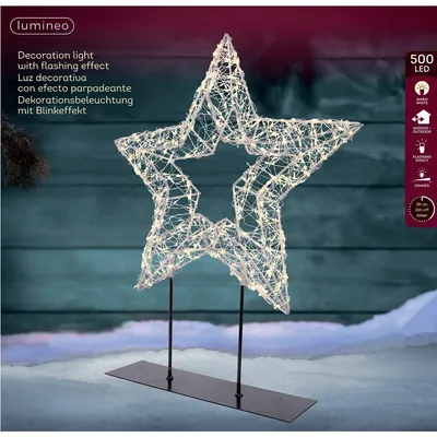 Productafbeelding van Warm wit 500 Micro-LED verlichte ster tafellamp wit zilver 38 x 47 cm Lumineo