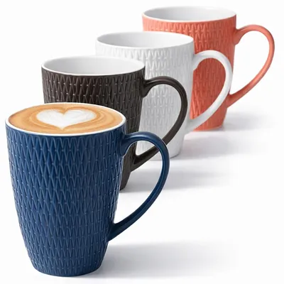 Produktbild von Kaffeetassen 4er Set Tassen Kaffeebecher Kaffeetasse Becher Bunt Tasse 350ml