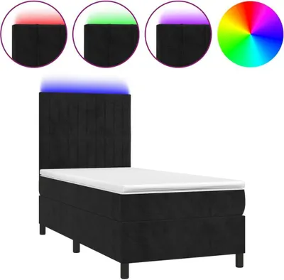 Produktbild von vidaXL Boxspringbett mit Matratze & LED Schwarz 100x200 cm Samt