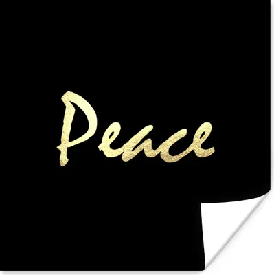Produktbild von MuchoWow® Poster Zitat - Frieden - Gold - Schwarz 50x50 cm - Wohnzimmerdekoration