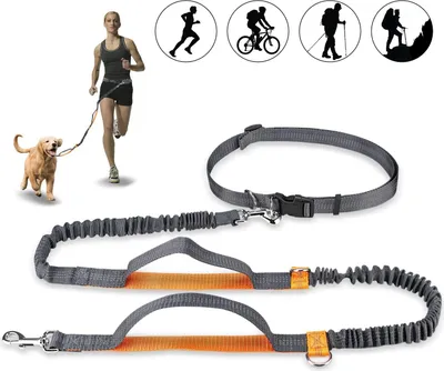 Produktbild von Handfreie Hundeleine, Hundegürtel,Taillengürtel, Hundeleine, Koppler, Lauf- und Jogging-Leine, Gürtel mit einziehbarem Bungee, reflektierende Nähte für bis zu 110 kg Hunde (Orange)