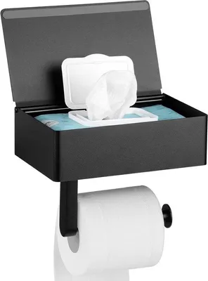 Produktbild von Famanu Toilettenpapierhalter mit Feuchttücher-Dispenser - Matt Schwarz