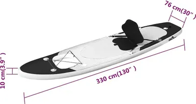 Produktbild von vidaXL SUP-Board-Set Aufblasbar Schwarz 330x76x10 cm