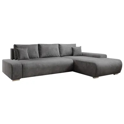 Produktbild von Juskys Sofa Iseo Rechts - L Form, Schlaffunktion, Stoff, modern & bequem - Couch Dunkelgrau