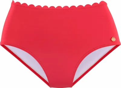 Produktbild von LASCANA Highwaist-Bikini-Hose Scallop rot Größe 36