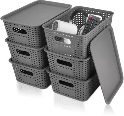 Produktbild von Azomor® Set von 6 multifunktionalen Aufbewahrungsboxen mit Deckel für Zuhause und Büro
