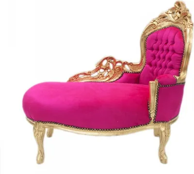 Casa Padrino Barock Kinder Chaiselongue Liege Recamiere Sofa Kindermöbel Kindersofa Pink Prinzessin Gold Baroque Kids Furniture Möbel Interior Kinderzimmer