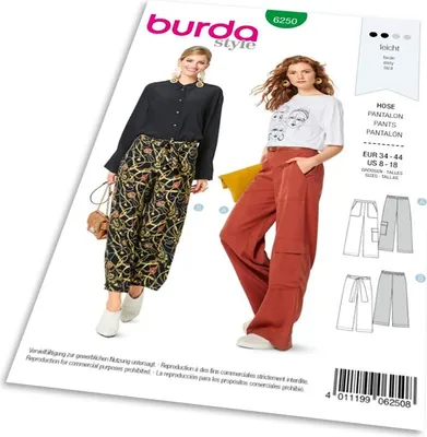 Obrázok produktu pre Strih Burda 6250 - Voľné nohavice, vreckáče