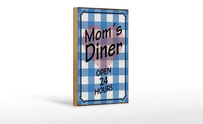 Produktbild von Holzschild Spruch 12x18cm Mom´s Diner open 24 hours Herz