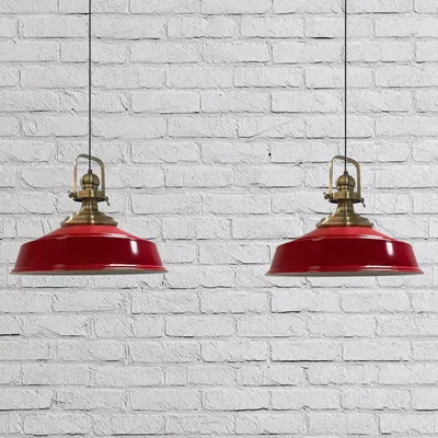 Produktbild von Asletl Pendelleuchte Esstisch 2 Flammig Metall 41 cm, Hängelampe Esstisch Wohnzimmer, Hängelampe Industrial Vintage, Küchenlampe Vintage - Rot