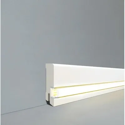 Produktbild von Sockelleiste MDF 16 x 58 Weiß RAL 9016 Foliert Fußleiste