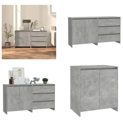Produktbild von vidaXL 2 tlg. Sideboard Betongrau Holzwerkstoff - Sideboard - Sideboards - Buffet-Sideboard - Lagerschrank