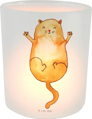 Produktbild von Mr. & Mrs. Panda Deko Windlicht Katze Umarmen - Transparent - Geschenk, Miau, Haustier, Cats, beste Freunde, Windlicht Deko, Windlicht Hochzeit, Teelichtgläser, Katzen