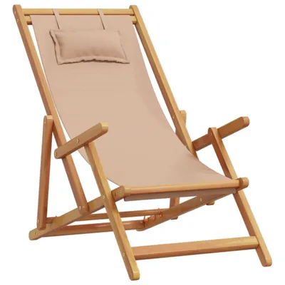 Produktbild von vidaXL Strandstuhl Klappbar Taupe Massivholz Eukalyptus und Stoff