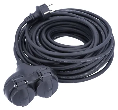 Obrázek produktu pro as-Schwabe Prodlužovací kabel pro venkovní použití 15 m Gumový prodlužovací kabel 2× Schuko černý IP44