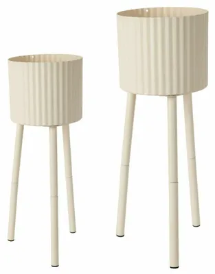 Image de HOWHOMELY | Pot de fleurs - Support pour plantes - Lot de 2 - Blanc - En métal - Cache-pot - Moderne - Décoratif