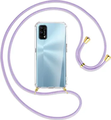 Produktbild von Handykette Backcover-Schutzhülle mit Band (Metall goldfarben) für Realme 7 Pro - violett