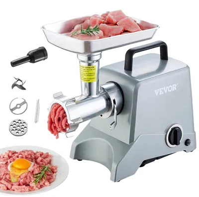 Image de Hachoir à viande électrique, puissance maximale de 800 W, capacité de 2,3 kg/min, vitesses réglables, tubes de remplissage pour saucisses inclus, hachoir à viande polyvalent