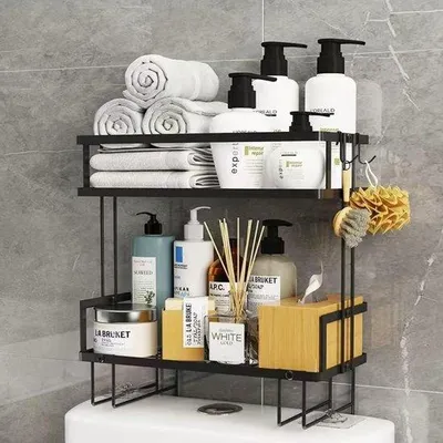 Productafbeelding van Famanu Badkamerorganizer - Toiletaccessoire - Ruimtebesparend - Montage zonder boren - 31,8 x 35,5 cm - Zwart