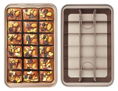 Produktbild von Brownie Backform mit Trennwänden 31x20x3,7 cm Kohlenstoffstahl Antihaft