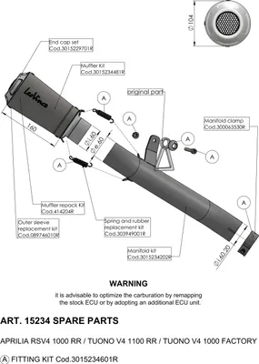 Produktbild von Endschalldämpfer LeoVince Auspuff-Ersatzteil, Edelstahl, Ø 60mm für LV-10