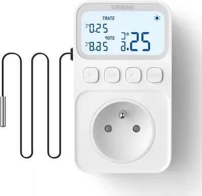 Productafbeelding van Temperatuurregelaar - Klimaatregelaar Sensor - Koelen en Verwarmen - Met Timerfunctie - 3.3 x 6.5 x 11.4 cm - Zwart