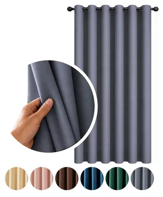 Produktbild von MEBLEODNOWA, Verdunkelungsvorhang, Blackout Vorhang, Dunkelgrau, 140x250 cm, Ösenvorhang, 90 % Lichtdämpfung, Pflegeleicht, Thermovorhang