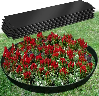 Image de YARDIN Bordure de pelouse 50mx18cm Galvanisé Bordure de parterre Bordure de tonte Palissade métallique, 50 pièces Noir Longueur : 100cm - Hauteur : 18 cm