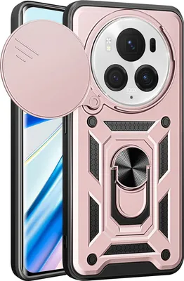 Produktbild von Hülle für Honor Magic5 Pro Magnetische Ring Ständer Halter Dia Kameraschutz TPU Bumper Silikon Schutzhülle Rosa