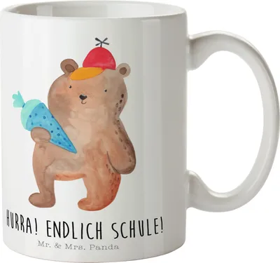 Produktbild von Mr. & Mrs. Panda Tasse Bär Schultüte - Weiß - Geschenk, Pott, Schulbeginn, Erster Schultag, Grundschule, Becher, Teddy, Einschulung, Kaffeetasse, Trinkbecher, Schulanfang