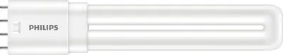 A white Philips LED light bulb with four pins on a white background.