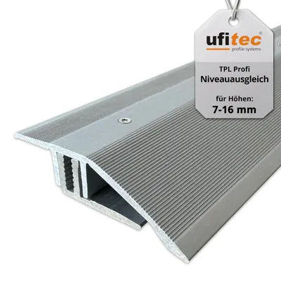 Productafbeelding van Automatisch verstelbaar nivelleerprofiel - Hoogteaanpassingsprofiel - Aluminium - Antislip - Geschikt voor vloerbedekkingen van 7-16 mm - Afdekbreedte 44 mm - Hoogtecompensatieprofiel