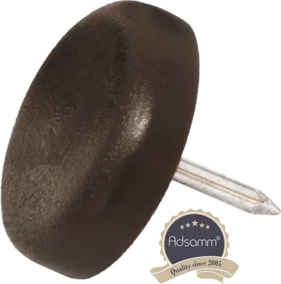Imagen del producto de Adsamm® | 32 deslizadores de plástico con clavo | Ø 22 mm | Marrón | Redondos | Deslizadores para muebles con espiga, de alta calidad, de la marca Adsamm®