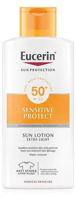 Produktbild von Eucerin - Extra Leichte Sensitiv Schutz Sonnenmilch SPF 50+ 400ml