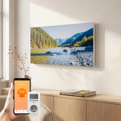 Produktbild von EMKE Infrarotheizung mit Thermostat, Bildheizung 119,5x59,5 cm 1200 W Wandmontage