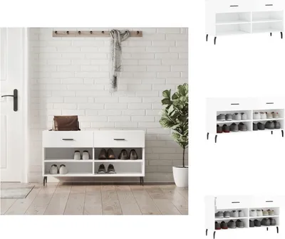 Produktbild von vidaXL Schuhbank Hochglanz-Weiß 102x35x55 cm Holzwerkstoff -  Schuhregale & -schränke
