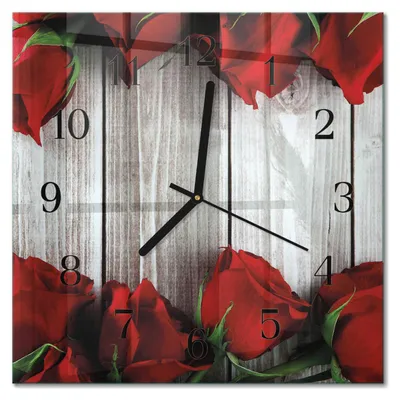 Produktbild von Tulup Glasuhr Wanduhr Küchenuhr Echt-Glas 30x30 cm Modern Dekorativ Geräuschlos Schwarzen Zeigern - Rosentabletten