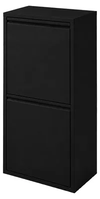 Imagen del producto de Contenedor de residuos Relaxdays, con 3 compartimentos, 18 litros (2 compartimentos de 11 litros), con tapa abatible, cubetas interiores extraíbles, de metal, de pie o para montaje en pared, color negro, Imagen generada por IA