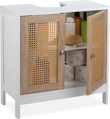Produktbild von Waschtischunterbau - 60 cm breit - 2 Fächer - Siphonaussparung - Badezimmer