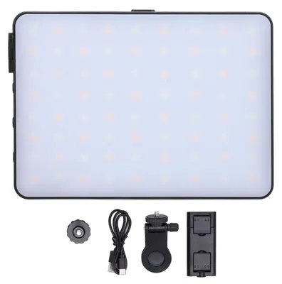 Produktbild von LED-Videoleuchte mit 72 LED-Chips, Fotobeleuchtung, 3000 bis 9900 K, wiederaufladbar, mit 1/4-Zoll-Gewinde-Blitzschuhanschluss
