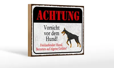 Produktbild von Holzschild Hinweis 20x30 cm Achtung Vorsicht vor dem Hund Deko Schild