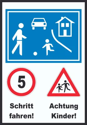 Produktbild von Spielstraße Schrittfahren Achtung Kinder Schild A1 (594x841mm)