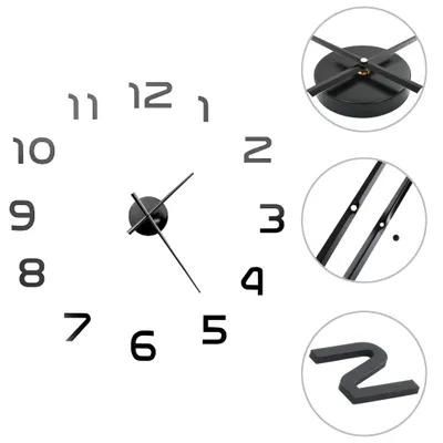 Produktbild von vidaXL 3D-Wanduhr Modernes Design 100 cm XXL Schwarz