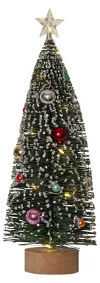Produktbild von Kleiner Deko-Weihnachtsbaum ,Decorini', geschmückt, LED Beleuchtung, Batterie + Timer, grün, H 31cm