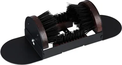 Image de Paillasson Relaxdays avec brosses sur tout le pourtour, paillasson d'extérieur, poils résistants, fixation au sol, noir/marron