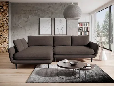 Produktbild von DOMO-HOME Ecksofa mit Schlaffunktion SOLANO – Elegantes Skandinavisches Ecksofa 260x167cm| Bettkasten und Holzbeinen für Komfort und Stil | Hochwertigen Materialien | Farbe dunkelbraun | Links