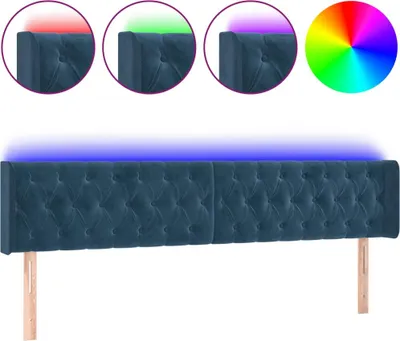 Produktbild von vidaXL LED Kopfteil Dunkelblau 203x16x78/88 cm Samt