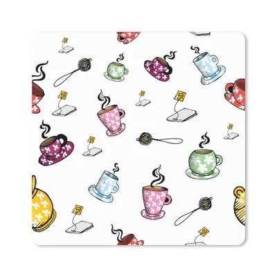 Produktbild von MuchoWow® Mauspad Mousepad Tee - Tassen 30x30 cm - Mousepads - Maus Mat - Pad - Mausunterlage - Gaming