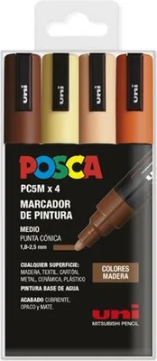 Obrázek produktu pro POSCA PC-5M/4C, Vícebarevný, Vícebarevný, 4 barva/barev, Kuličkový hrot, Kulatý, 1,8 mm